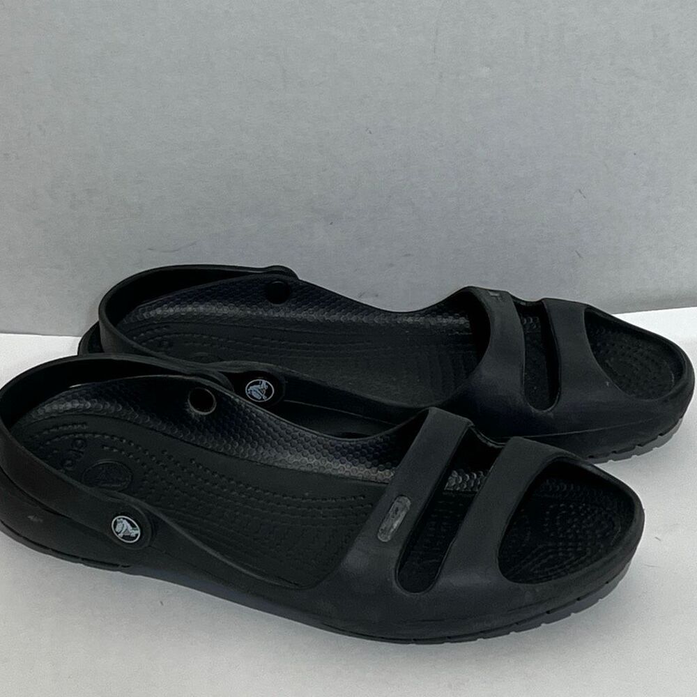 Crocs Cleo II Double Strap Adjustable Sandals Black Womens Size 4 Slides